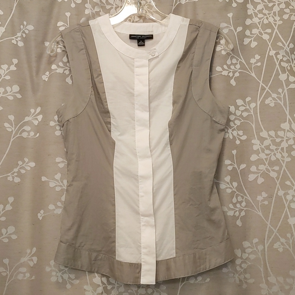 Belted Color Block Button Down - Picture 8 of 12